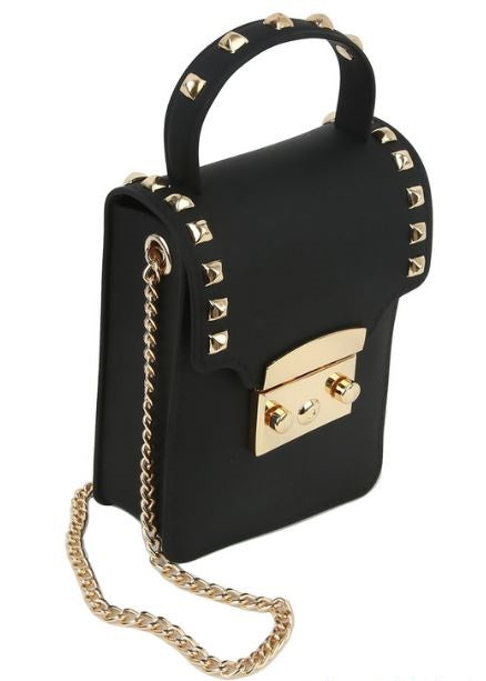 Matte Studded Crossbody- Black