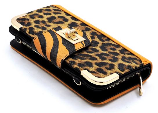Zebra Bifold Wallet Wristlet- Mustard Yellow