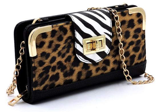 Zebra Bifold Wallet Wristlet- Black