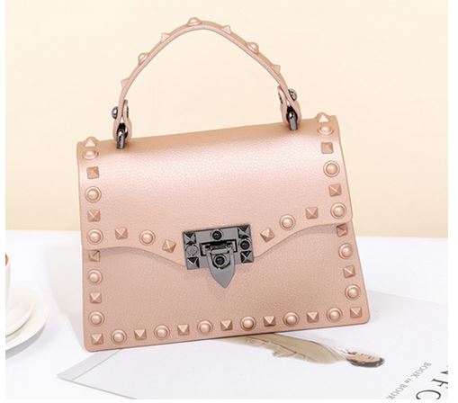 Sassy Studded Satchel- Matte Rose Gold