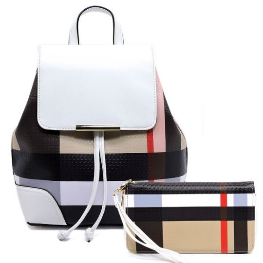Plaid/White Backpack
