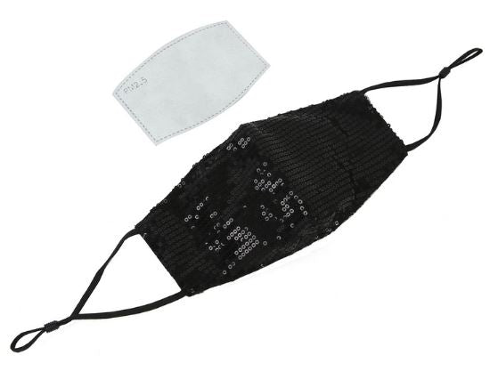 Sequin Mask- Black
