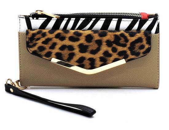 Leopard Crossbody Wallet- Taupe