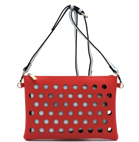 Red/Powder Blue Laser Cut Crossbody