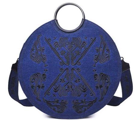 Dark Denim Embroidered Handbag
