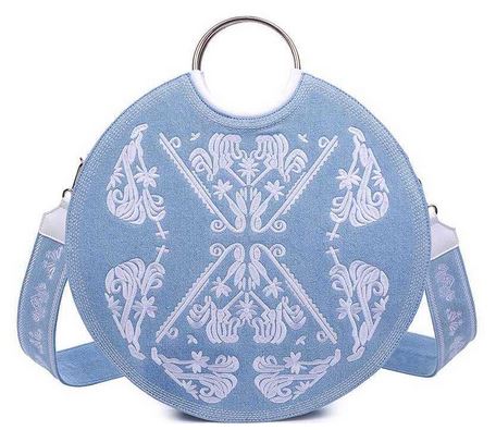 Light Denim Embroidered Handbag